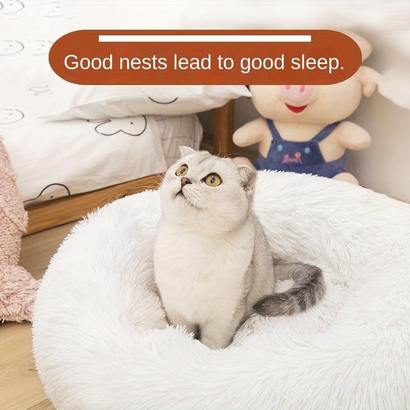 Long Plush Cat Nest Deep Sleep Cat Bed Warm Cushion