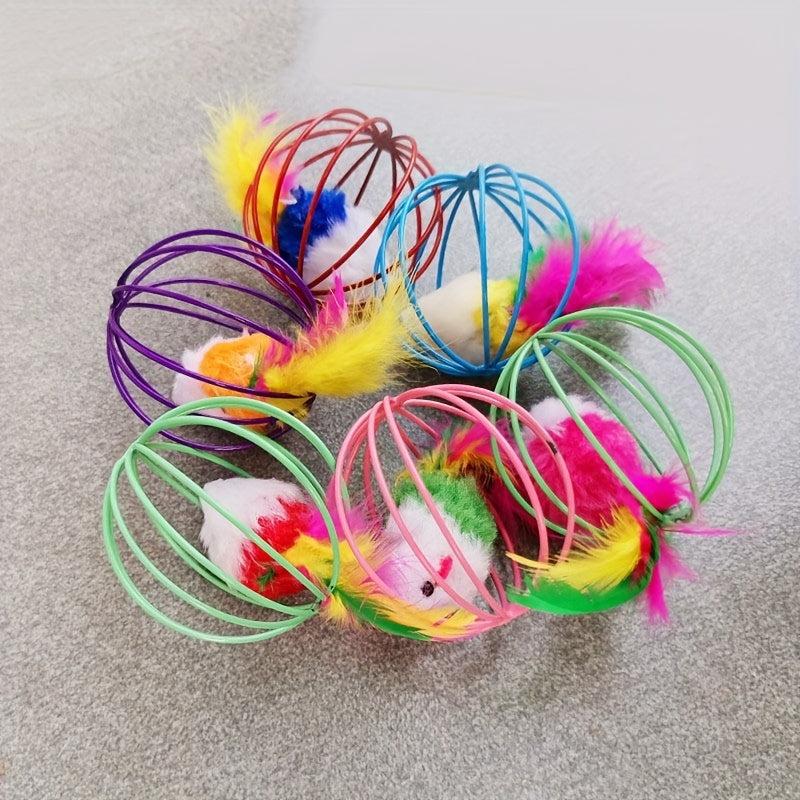 1pc Cat Toy Mouse Cage Toy Plastic Colorful Teaser