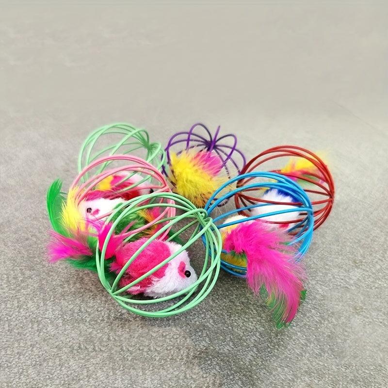 1pc Cat Toy Mouse Cage Toy Plastic Colorful Teaser