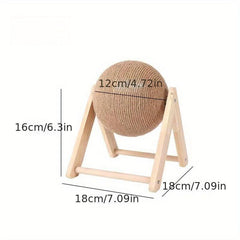 Natural Sisal Cat Scratcher Toy Ball Wooden Frame