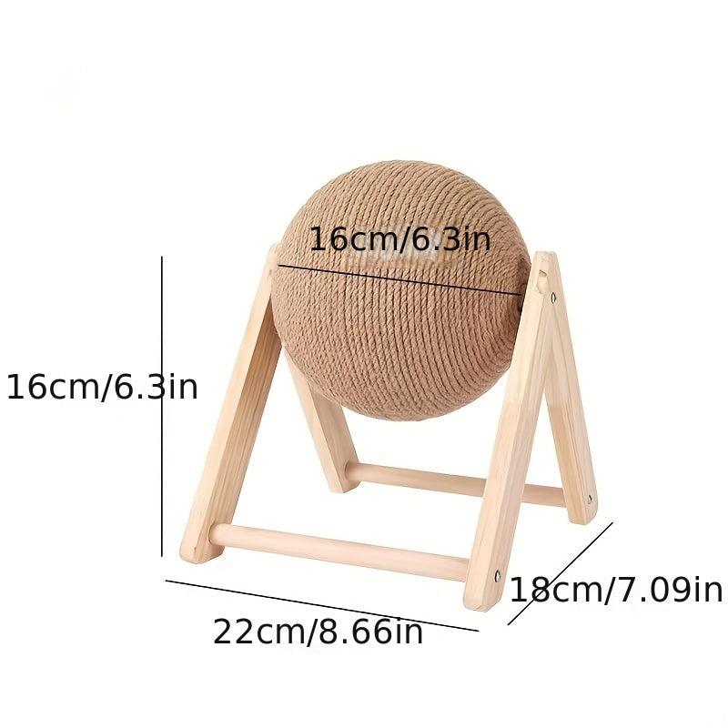 Natural Sisal Cat Scratcher Toy Ball Wooden Frame