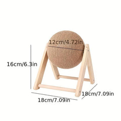 Natural Sisal Cat Scratcher Toy Ball Wooden Frame