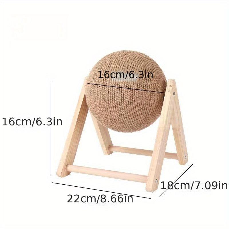 Natural Sisal Cat Scratcher Toy Ball Wooden Frame