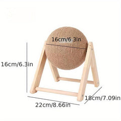 Natural Sisal Cat Scratcher Toy Ball Wooden Frame