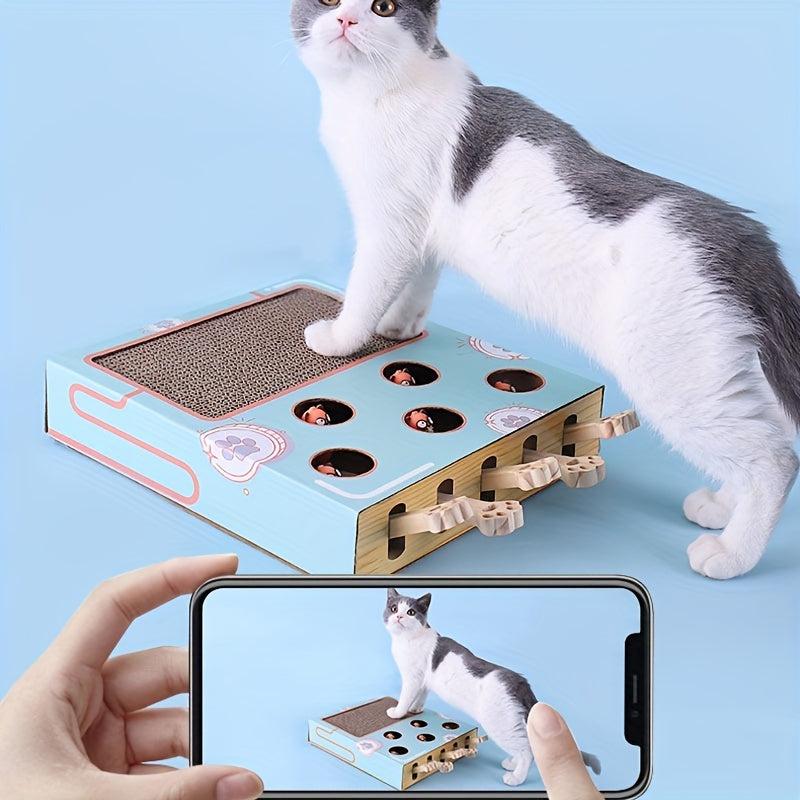 Cat Whack A Mole Toy Box With Claw Pad