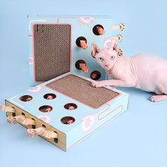 Cat Whack A Mole Toy Box With Claw Pad