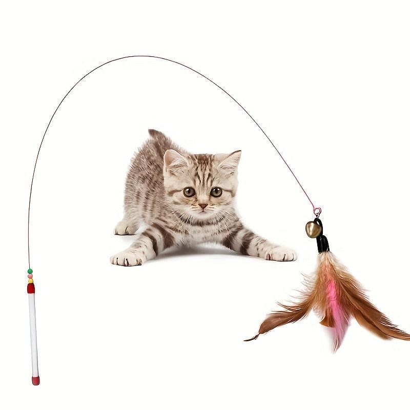 Interactive Cat Teaser Fishing Pole Toy with Bell