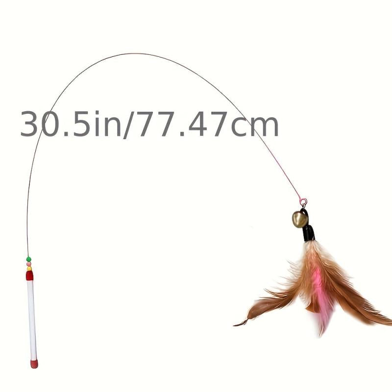 Interactive Cat Teaser Fishing Pole Toy with Bell