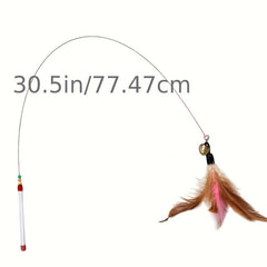 Interactive Cat Teaser Fishing Pole Toy with Bell
