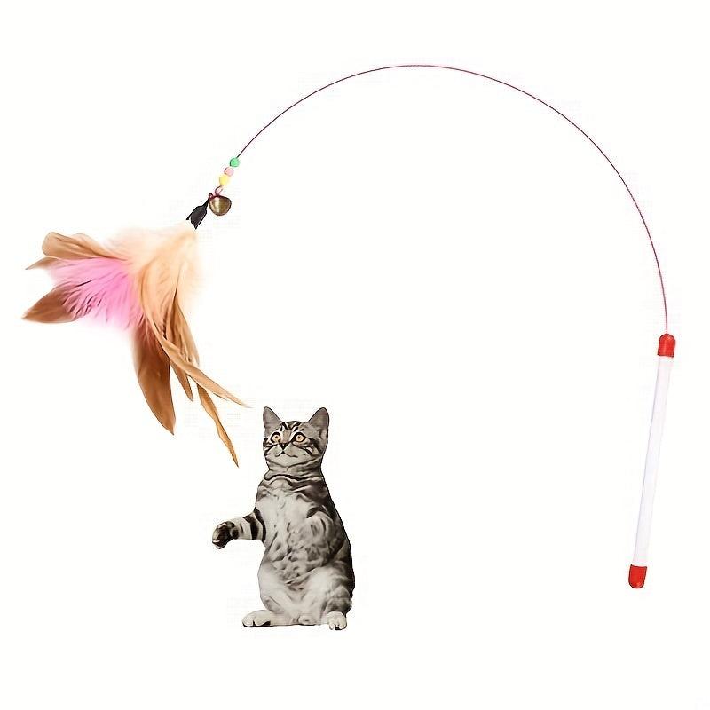 Interactive Cat Teaser Fishing Pole Toy with Bell