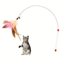 Interactive Cat Teaser Fishing Pole Toy with Bell