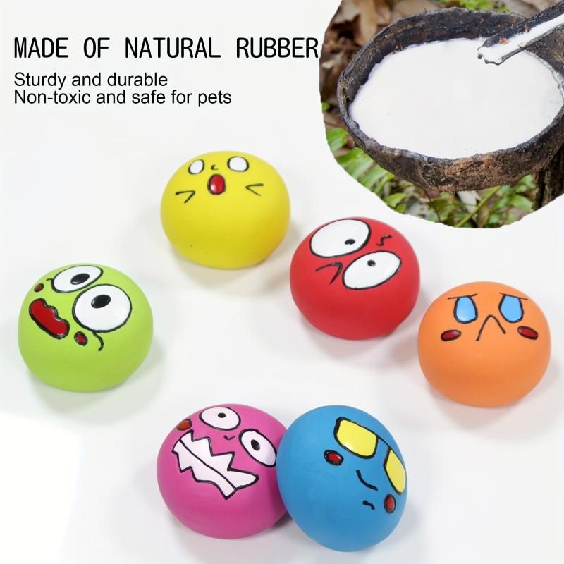 6 Pcs Squeaky Dog Toys Rubber Balls for Chewing & Teething Fun
