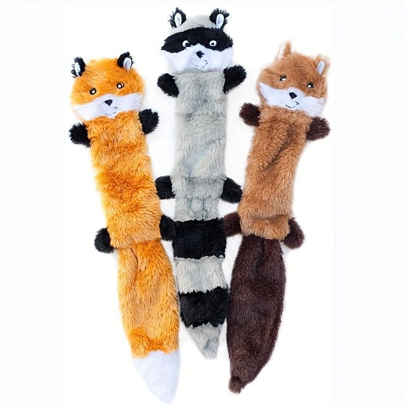 Plush Squeaky Fox Raccoon Squirrel Dog Toy