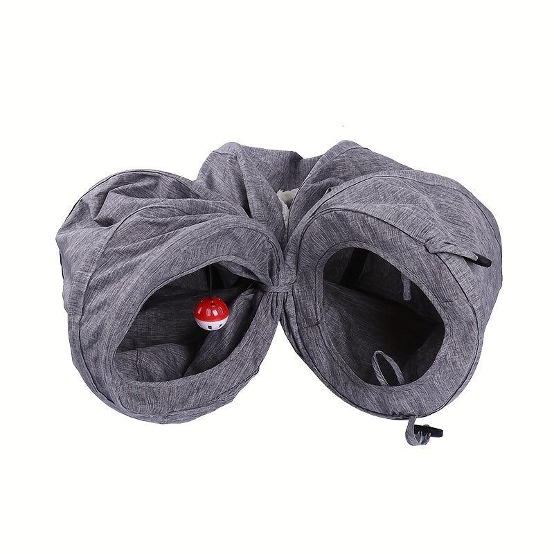 Foldable Cat Tunnel Toy 2 Way Canvas Tunnel with Hanging Ball