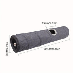 Foldable Cat Tunnel Toy 2 Way Canvas Tunnel with Hanging Ball