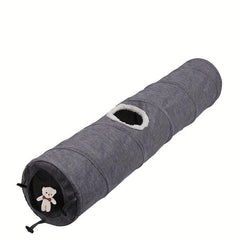 Foldable Cat Tunnel Toy 2 Way Canvas Tunnel with Hanging Ball