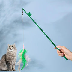 Bamboo Stick Cat Teaser Toy Feather Cat Toy