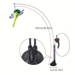 Suction Cup Cat Teaser Stick Double Rods Funny Cat Playing Toys