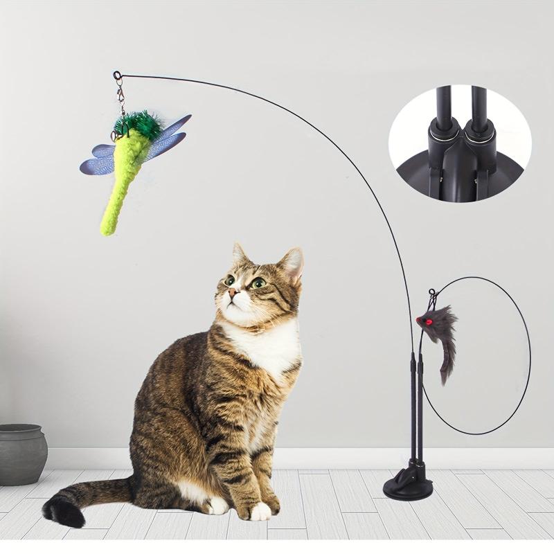 Suction Cup Cat Teaser Stick Double Rods Funny Cat Playing Toys