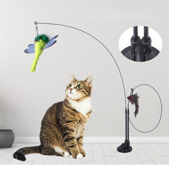 Suction Cup Cat Teaser Stick Double Rods Funny Cat Playing Toys