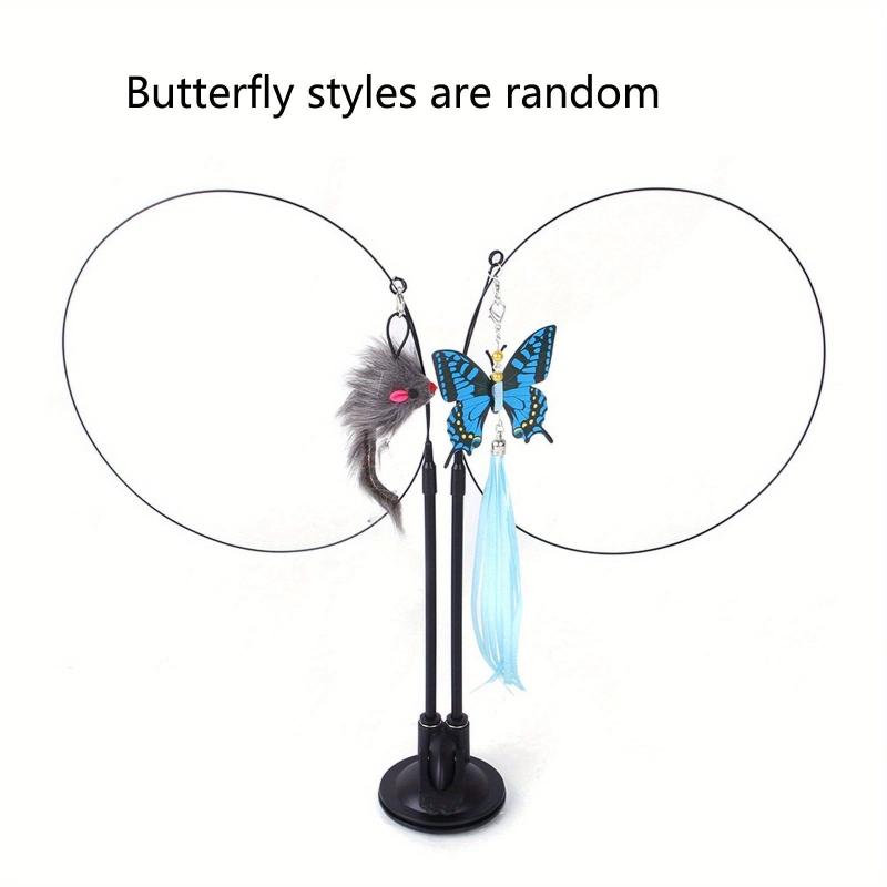 Suction Cup Cat Teaser Stick Double Rods Funny Cat Playing Toys