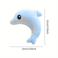 Interactive Cat Toy Durable Dolphin Plush for Play and Chew