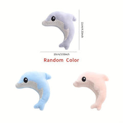 Interactive Cat Toy Durable Dolphin Plush for Play and Chew