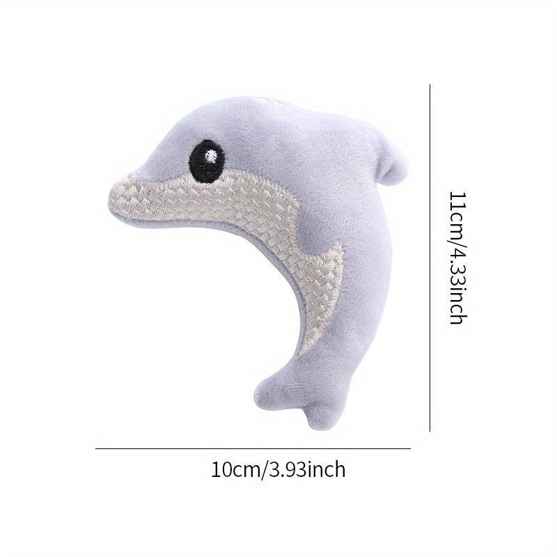 Interactive Cat Toy Durable Dolphin Plush for Play and Chew