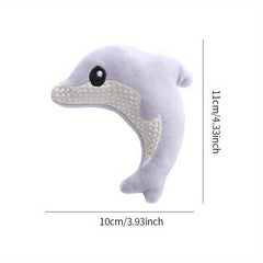 Interactive Cat Toy Durable Dolphin Plush for Play and Chew
