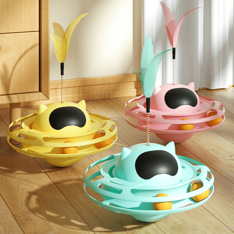 Pet Tumbler Cat Teaser Toy with Feathers