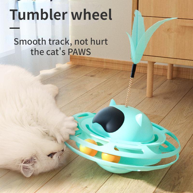 Pet Tumbler Cat Teaser Toy with Feathers