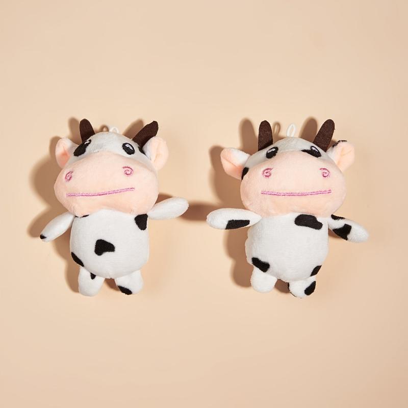 Cow Plush Keychain for Dogs, Soft and Durable Stuffed Animal Toy