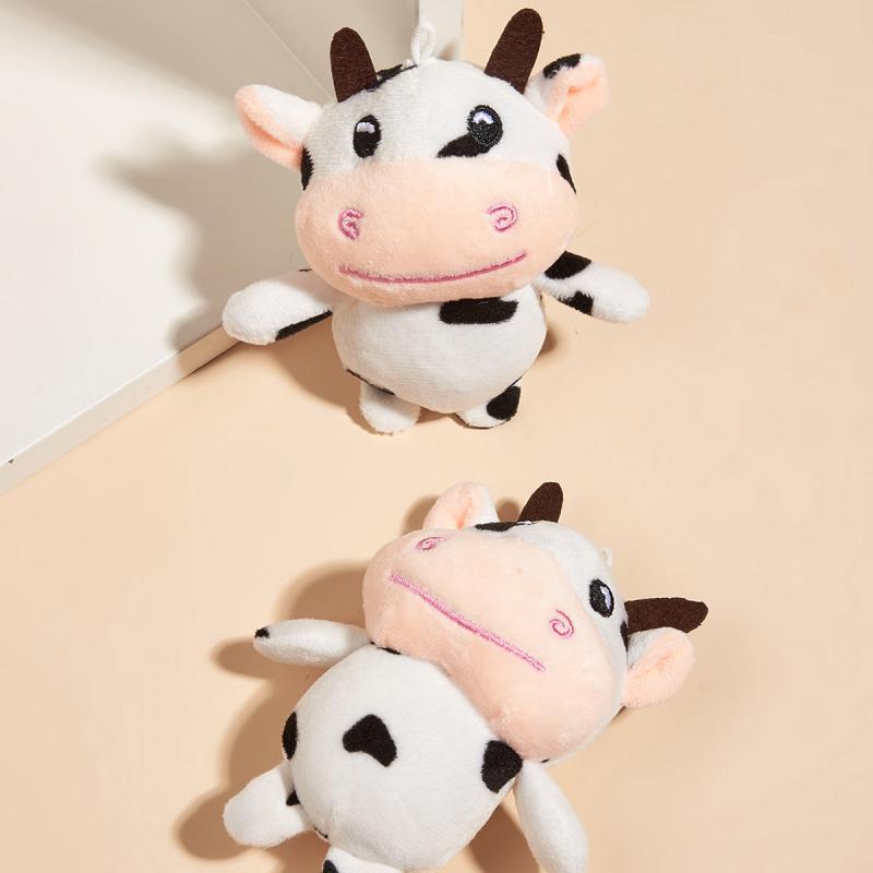 Cow Plush Keychain for Dogs, Soft and Durable Stuffed Animal Toy