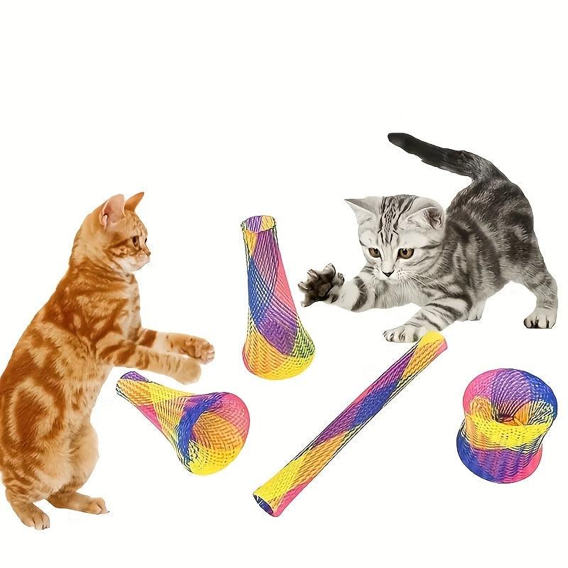 Colorful Cat Tube Spring Toy for Indoor Cats