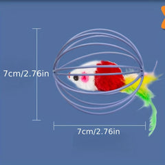 Cat Toy Cage Mouse With Feather Tail Cat Teaser Ball
