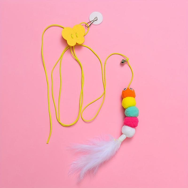 Interactive Cat Toy with Feather Bell and Elastic Rope