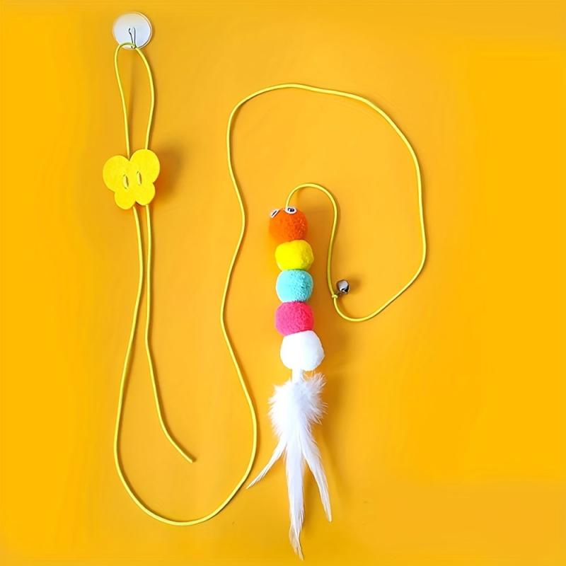 Interactive Cat Toy with Feather Bell and Elastic Rope