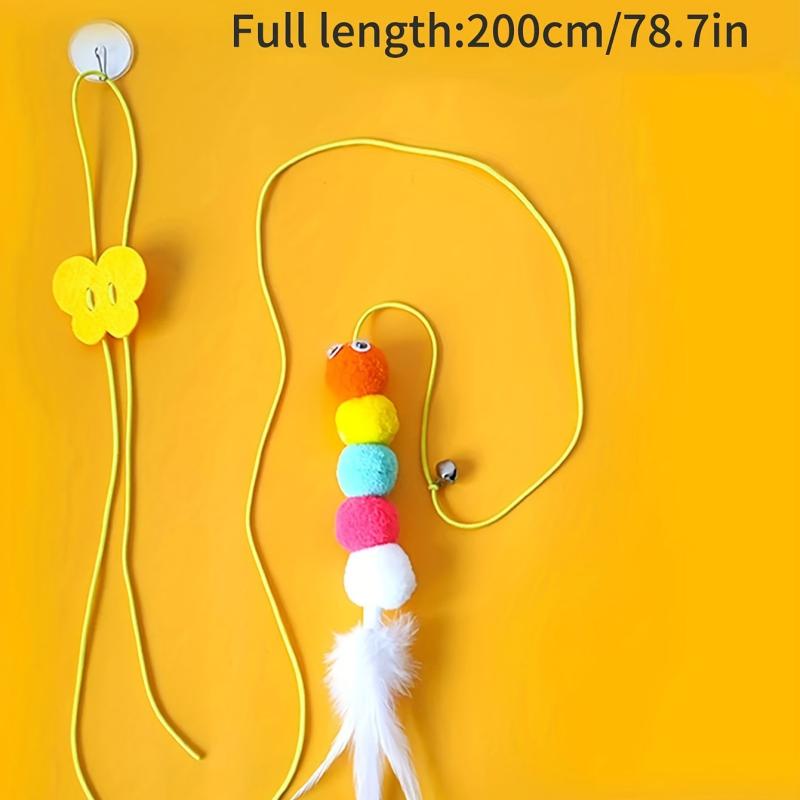 Interactive Cat Toy with Feather Bell and Elastic Rope