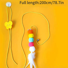Interactive Cat Toy with Feather Bell and Elastic Rope