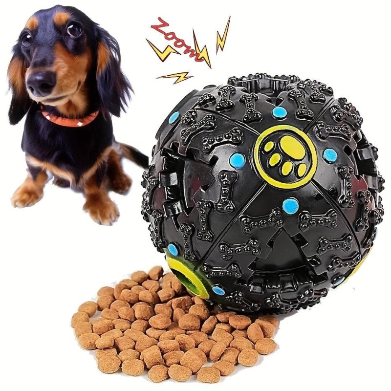 Interactive Dog Ball Toy Training Teeth Cleaning Squeaky Ball Food Dispenser