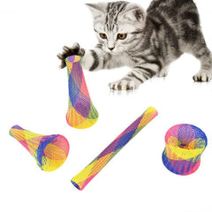 Cat Teaser Spring Toys Elastic Tube Interactive Bouncing Toys for Indoor Cats