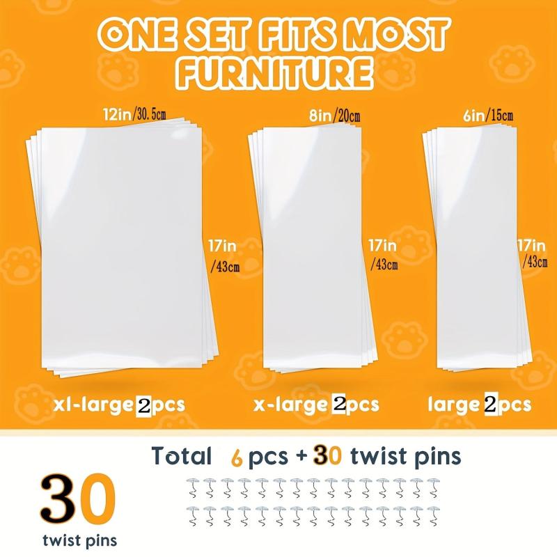 6 Pack Cat Scratch Furniture Protector - Invisible Waterproof Couch Protector