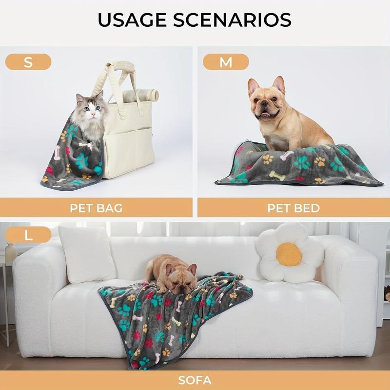 Soft Paw Print Fleece Pet Blanket Warm Dog Sleeping Mat