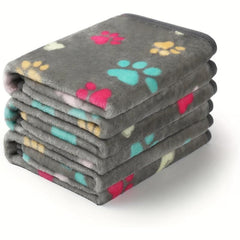 Soft Paw Print Fleece Pet Blanket Warm Dog Sleeping Mat