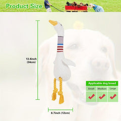 Plush Squeaky Dog Toy with Chew Rope for Teething Puppies & Large Dogs