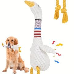 Plush Squeaky Dog Toy with Chew Rope for Teething Puppies & Large Dogs