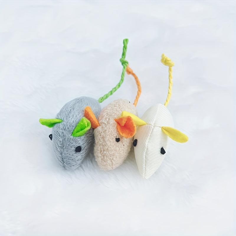 3 Pack Plush Small Mouse Cat Toy Interactive Cat Mint Toys
