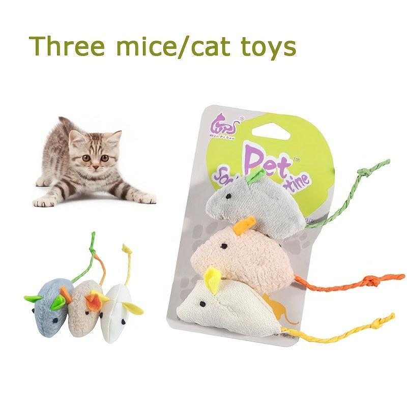 3 Pack Plush Small Mouse Cat Toy Interactive Cat Mint Toys