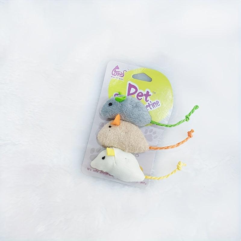 3 Pack Plush Small Mouse Cat Toy Interactive Cat Mint Toys