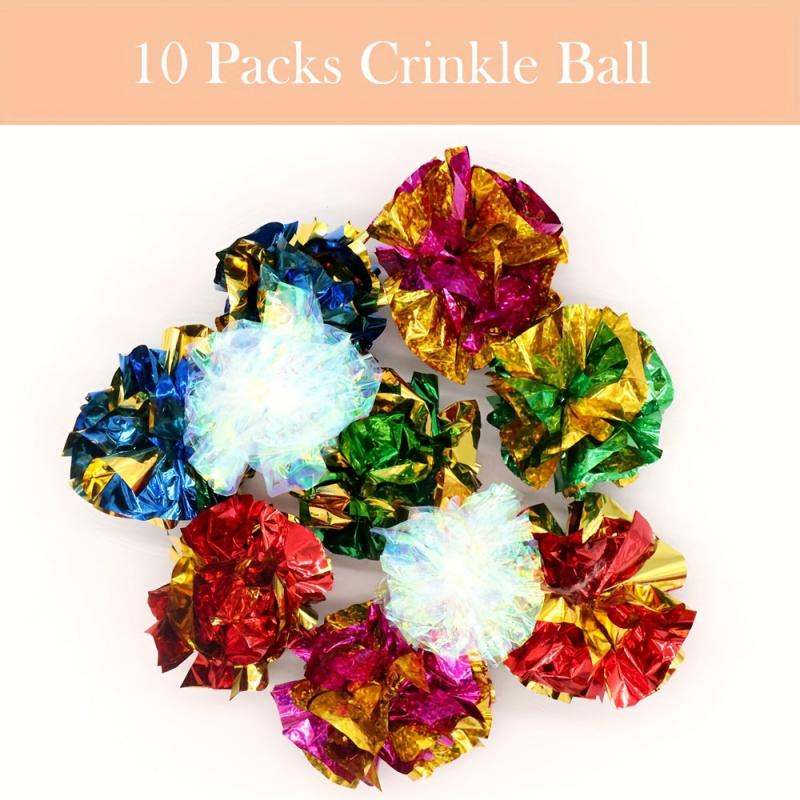 10pcs Random Crinkle Balls Cat Toys For Amusement